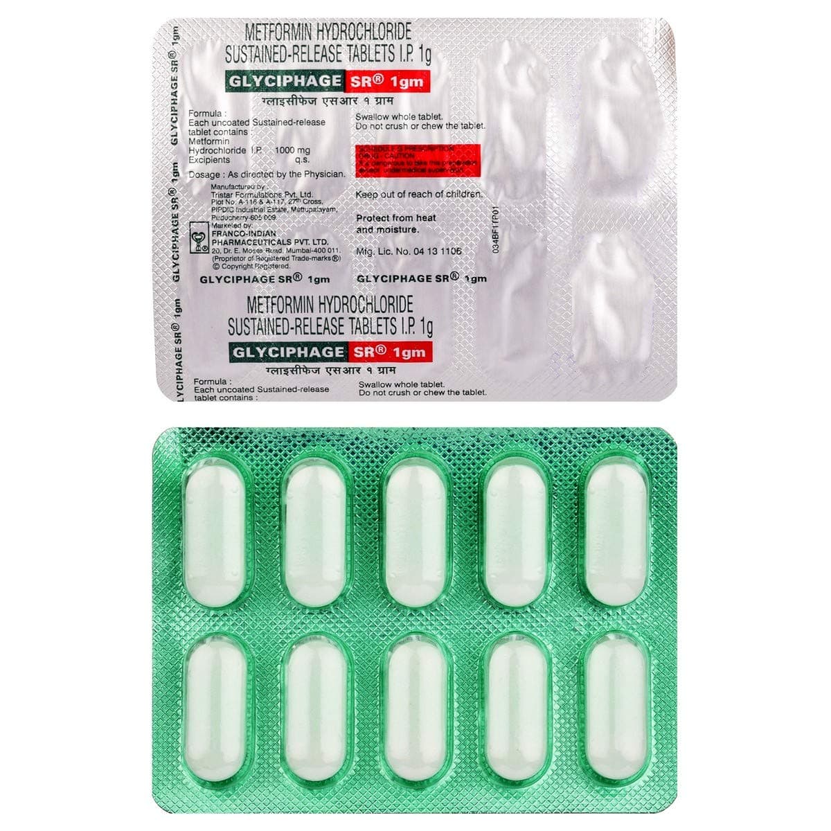 GLYCIPHAGE SR 1GM TABLET 10TAB